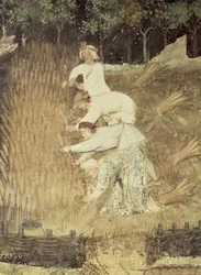 El mes de agosto, detalle de la cosecha, c.1400